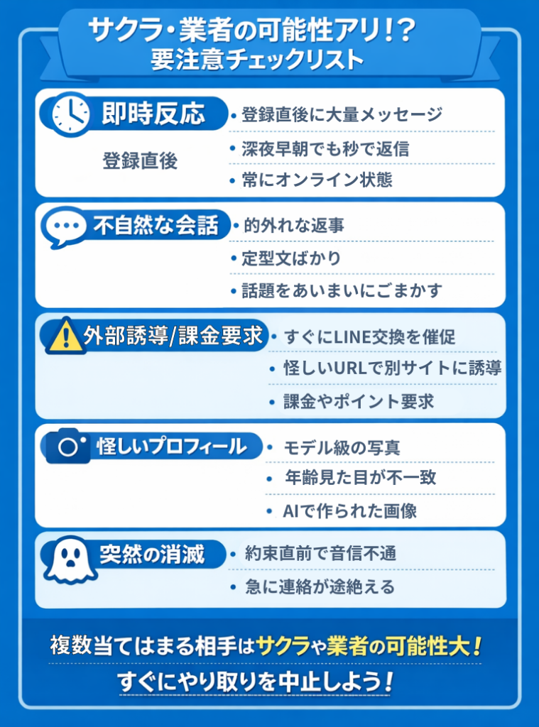 サクラ業者のチェックリスト